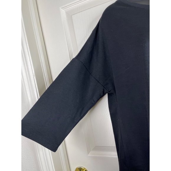 Avenue Shirt Womens Plus Size 14/16 Solid Black 3/4 Sleeves Back Slit NWT Top - Picture 6 of 9